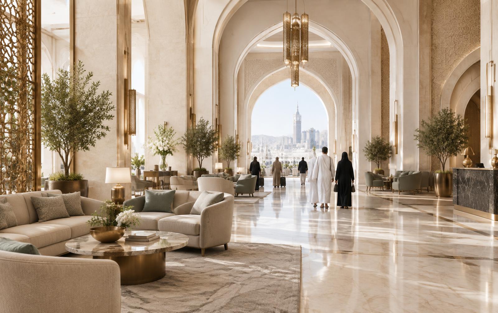 Lobby d'hôtel contemporain en Arabie saoudite